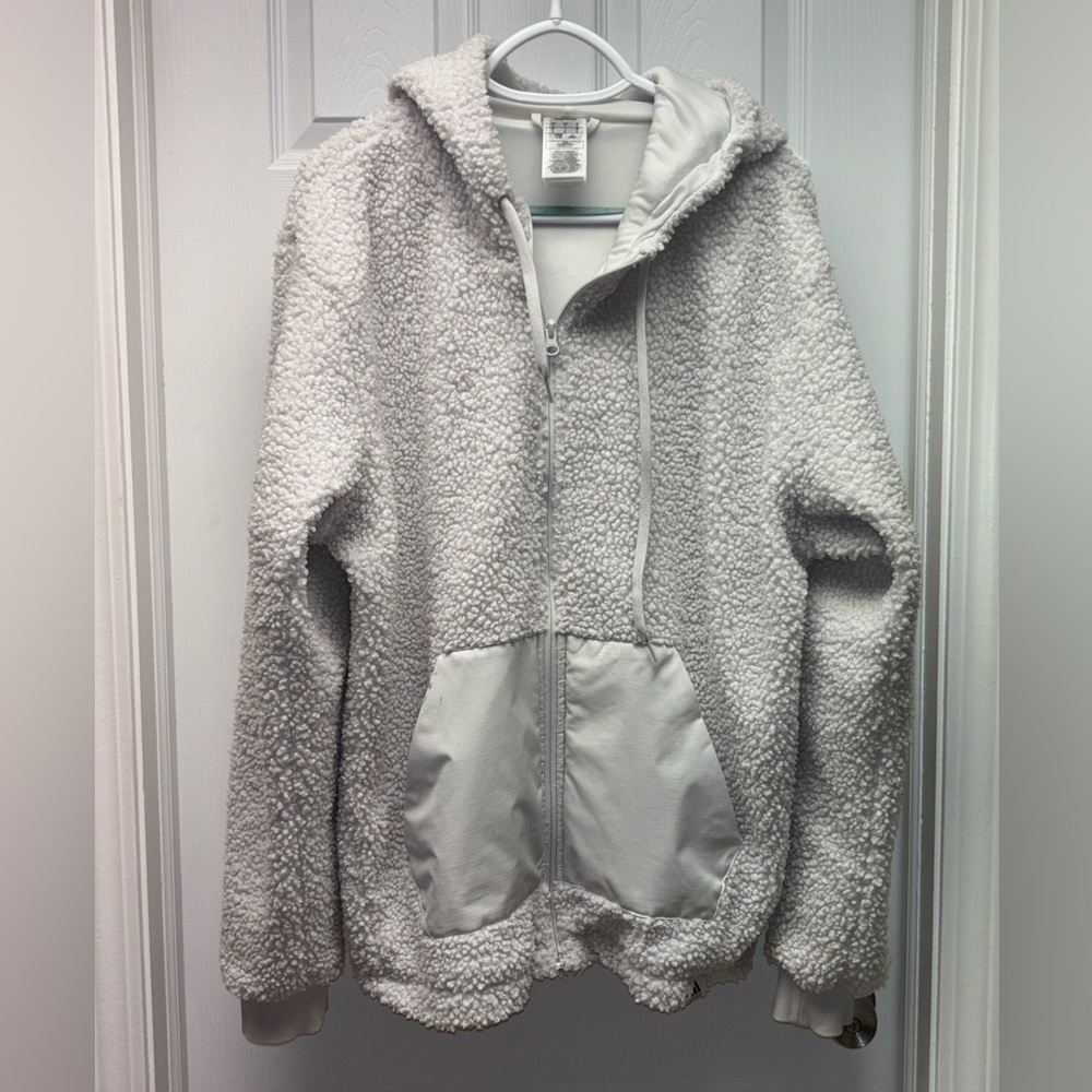 Adidas Sherpa Fleece Zip-Up Hoodie | Womenโs L